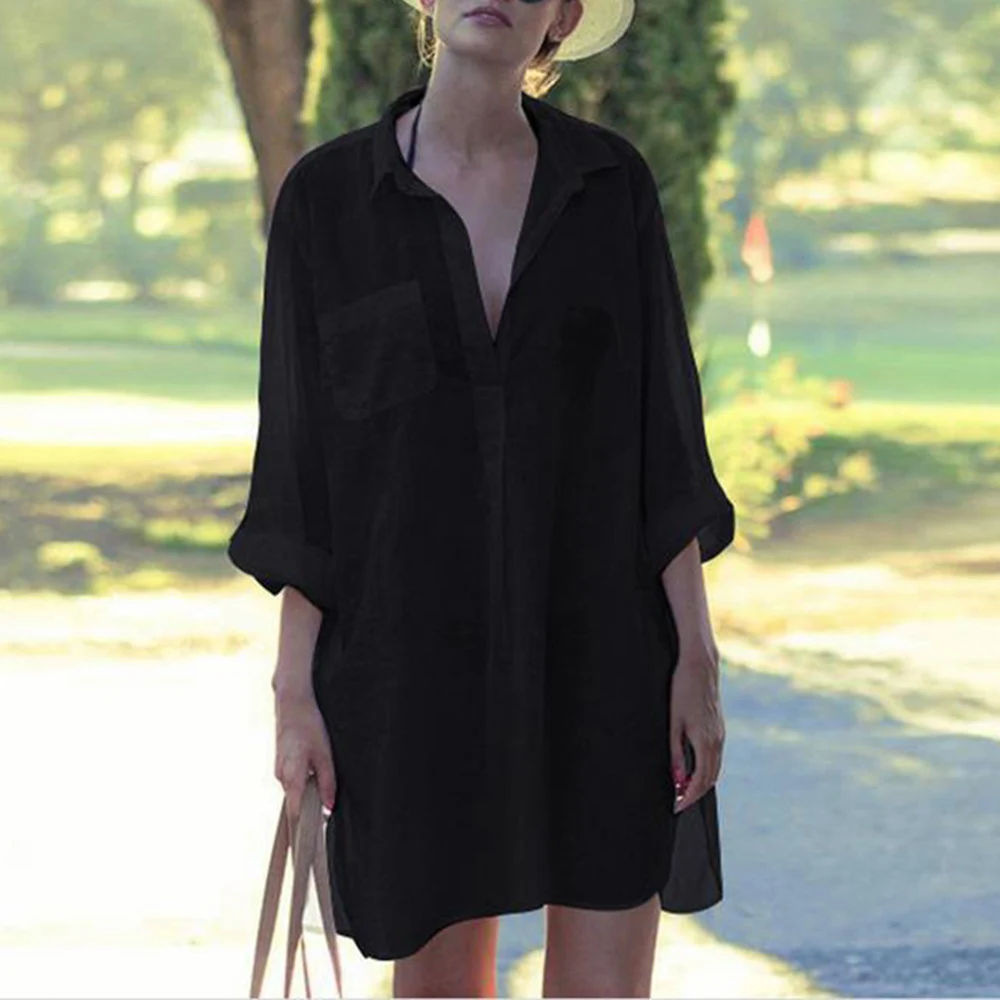 2021 тонкие пляжные шорты из хлопка рубашка с длинными рукавами блузы сексуальные