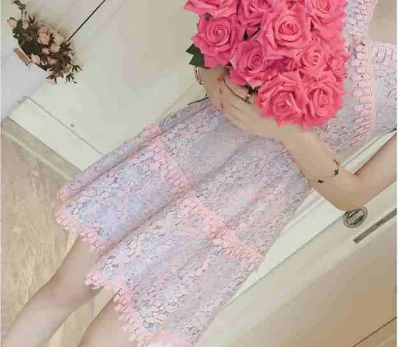

Sweety Style New Summer Woman Dress Lace Sleeveless Dresses Women Clothes Pretty Girl Party Mini Nice Vestidos Dresses SY142