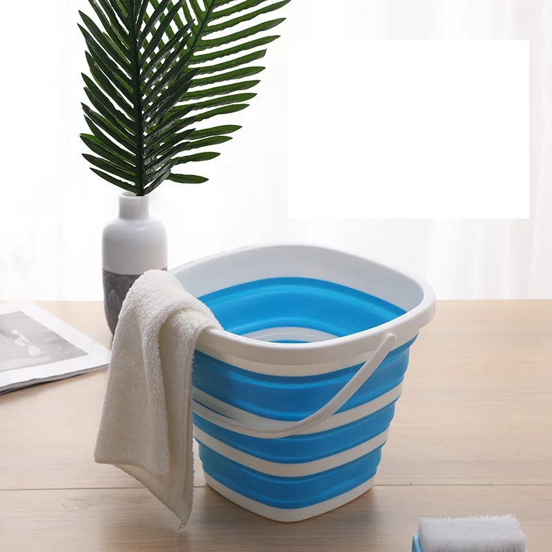 

Silicone Bucket for Fishing Promotion Folding Bucket Car Wash Outdoor Fishing Supplies Square 10L Bathroom Kitchen Camp Bucket