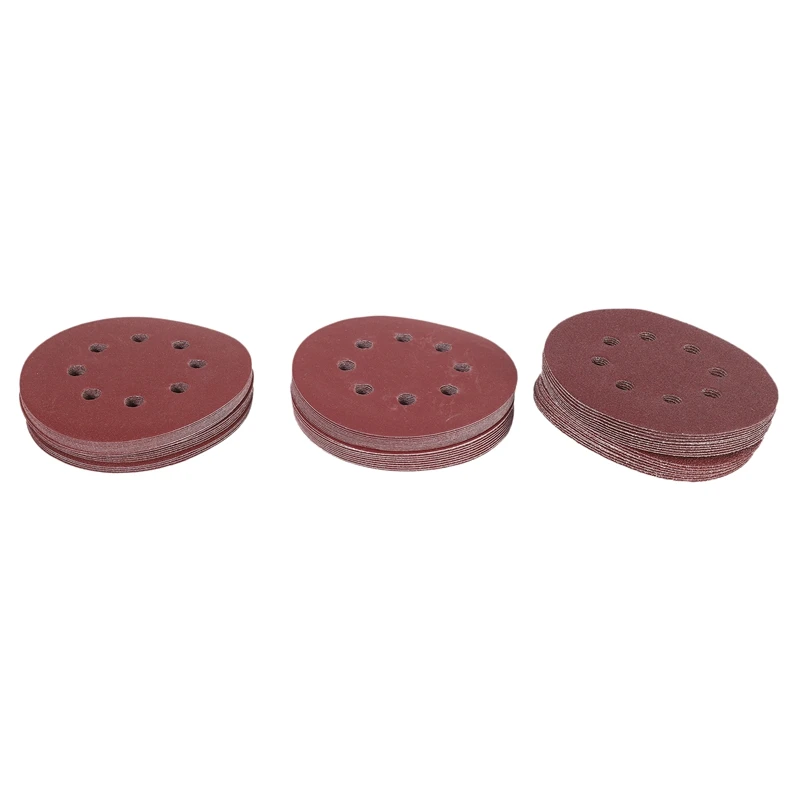

HOT 60 Pieces 8 Holes 5 Inch Sanding Discs Hook and Loop 60/100/180/240/320/400 Grit Sandpaper Assortment for Random Orbital San