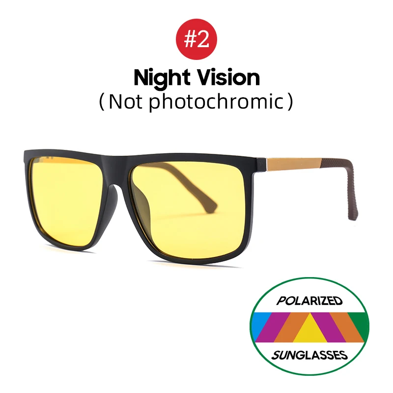 2 Night Vision VIVIBEE негабаритных фотохромные поляризованные алюминиевые магниевые Солнцезащитные очки Мужские квадратные женские поляризованные Меняющие цвет солнцезащитные очки - Цвет линз: 2 Night Vision