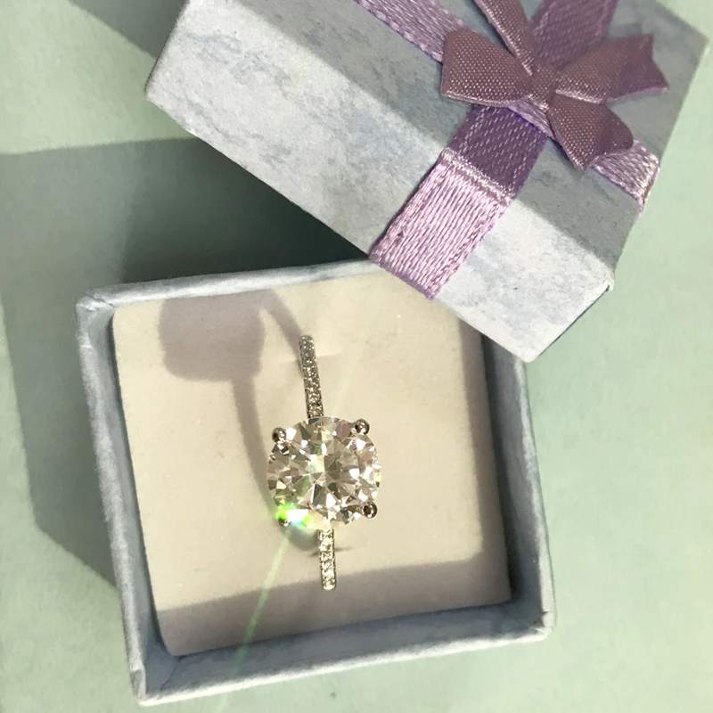 Классическое роскошное Настоящее твердое 925 пробы Серебряное кольцо 3Ct 10 сердца, стрелы, циркония, обручальные ювелирные кольца для женщин