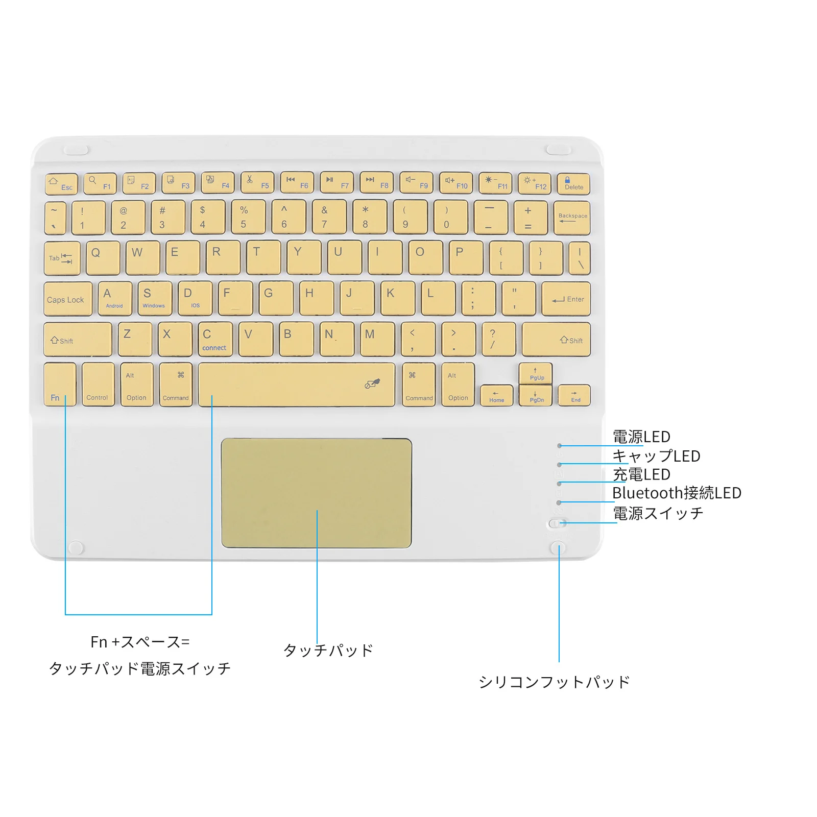 

Mini Wireless Keyboard Bluetooth ipad Phone Tablet Rubber Keycaps Rechargeable For Android ios Windows