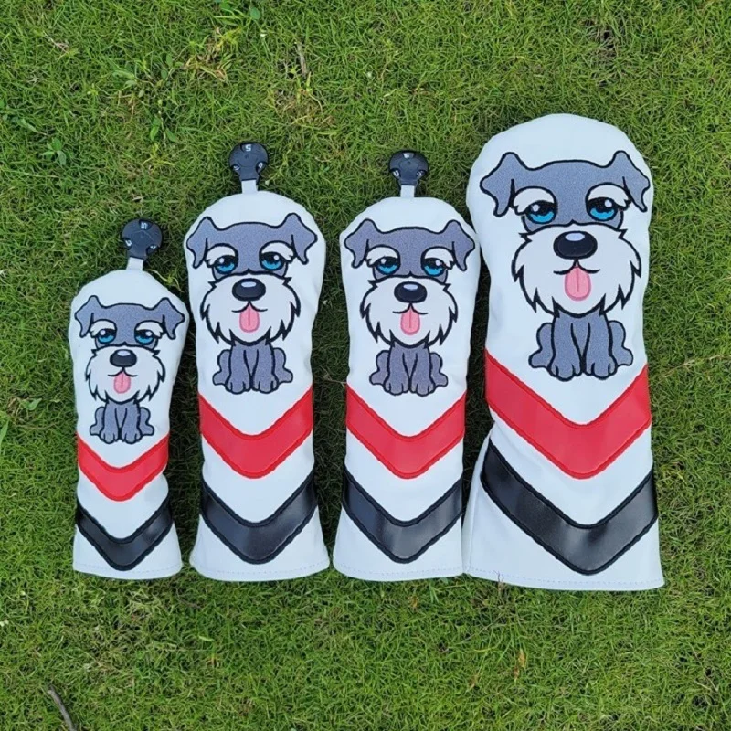 

Cute Dog Waterproof PU Golf Woods Headcovers Club Covers Driver Fairway Hybrid No. 1, 3, 5, UT Cover With Tag Golf Accessories