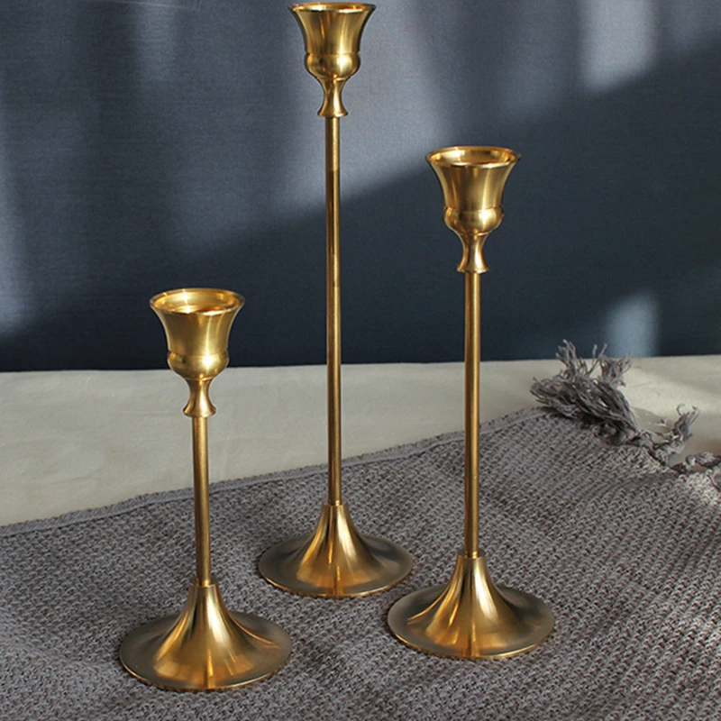 Элегантный Медный подсвечник в стиле ретро украшения для обеденного стола