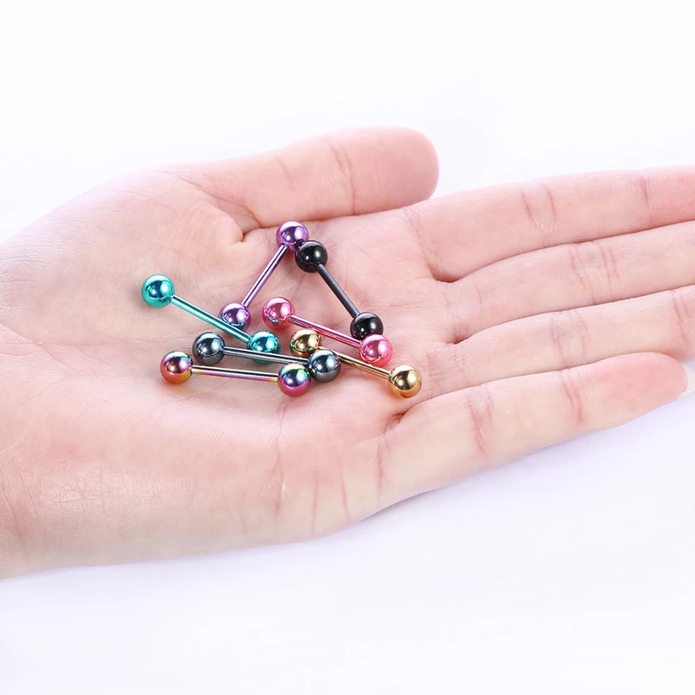 Штанга для пирсинга языка из нержавеющей стали 14 г 1 6 мм шт.|Украшения тела| |