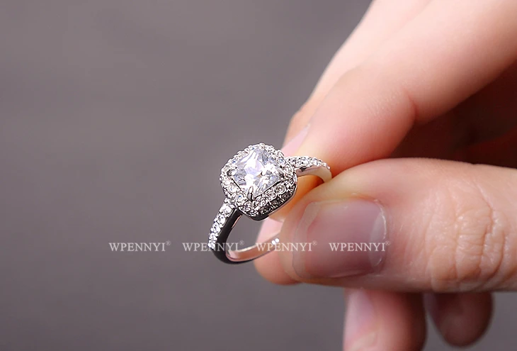 Классический серебристый цвет высокое качество принцесса квадратный Цирконий