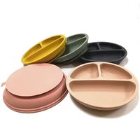 free baby silicone suction plate kid tableware food grade silicone non slip baby dish infant toddler dinnerware