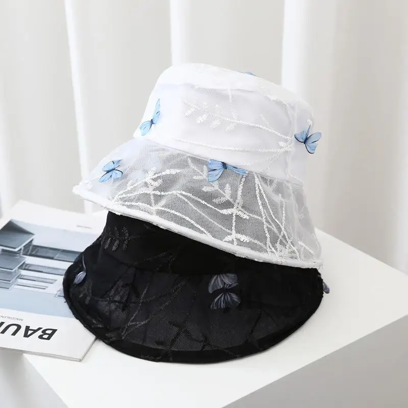 

LDSLYJR 2021 Cotton butterfly Bucket Hat Fisherman Hat outdoor travel hat Sun Cap Hats for Women 283