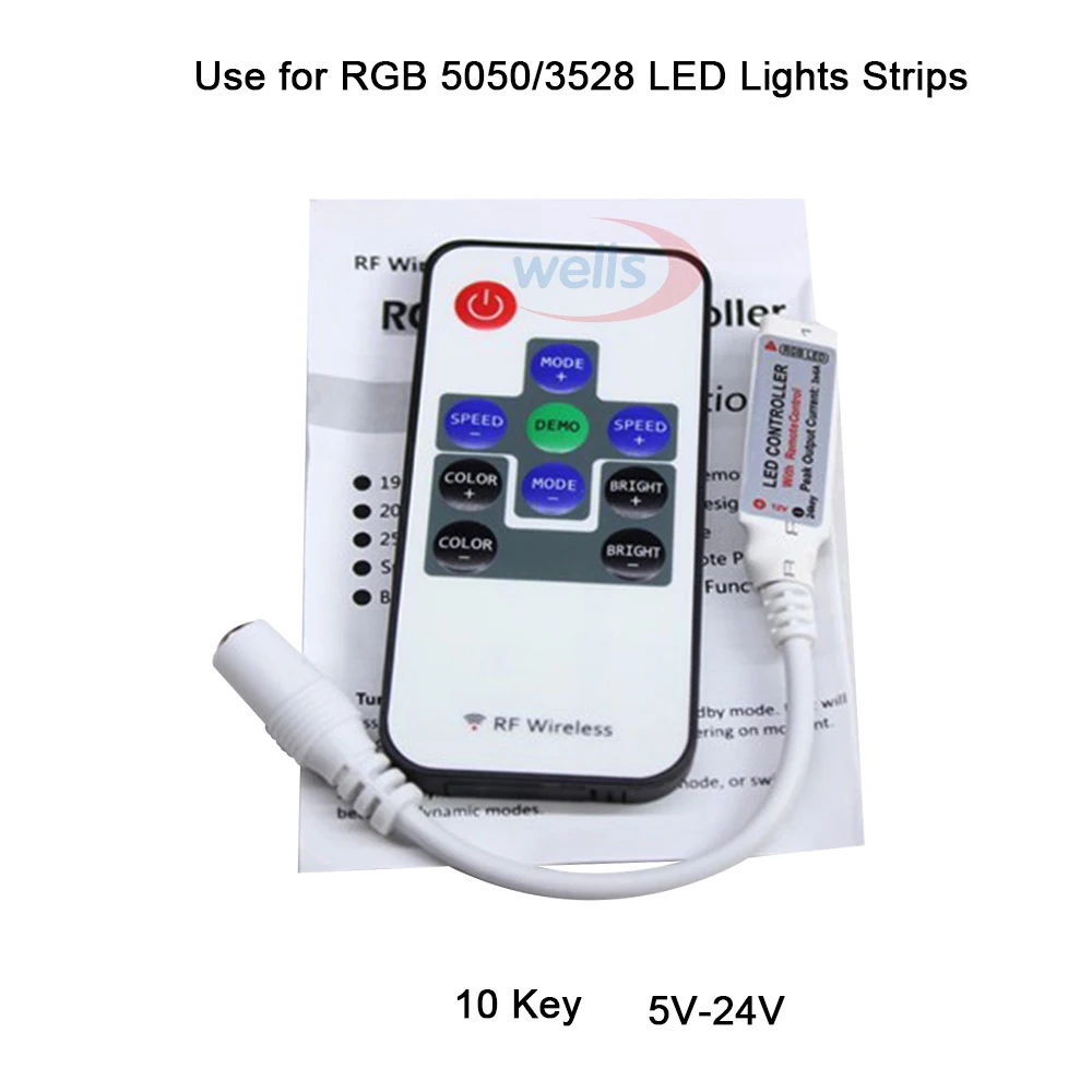 Мини контроллер RGB для светодиодной ленты 5050 3528 2835 12 В постоянного тока 24