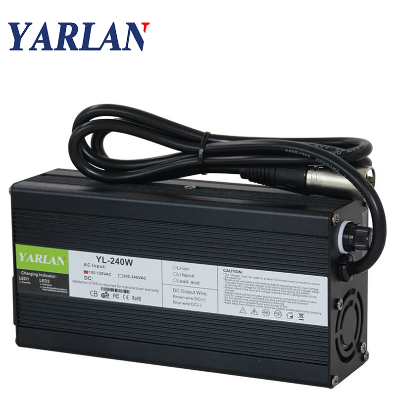 60V 3A Смарт свинцово Кислотное зарядное устройство автомобильное с зажимом