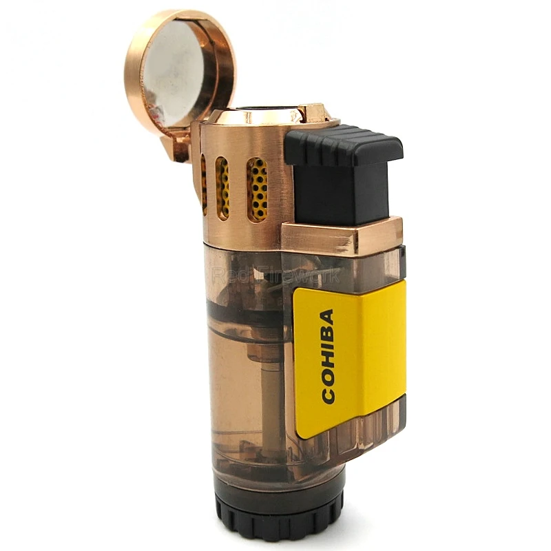 Гаджеты COHIBA Мужская прозрачная зажигалка водонепроницаемая с 3 струями пламени