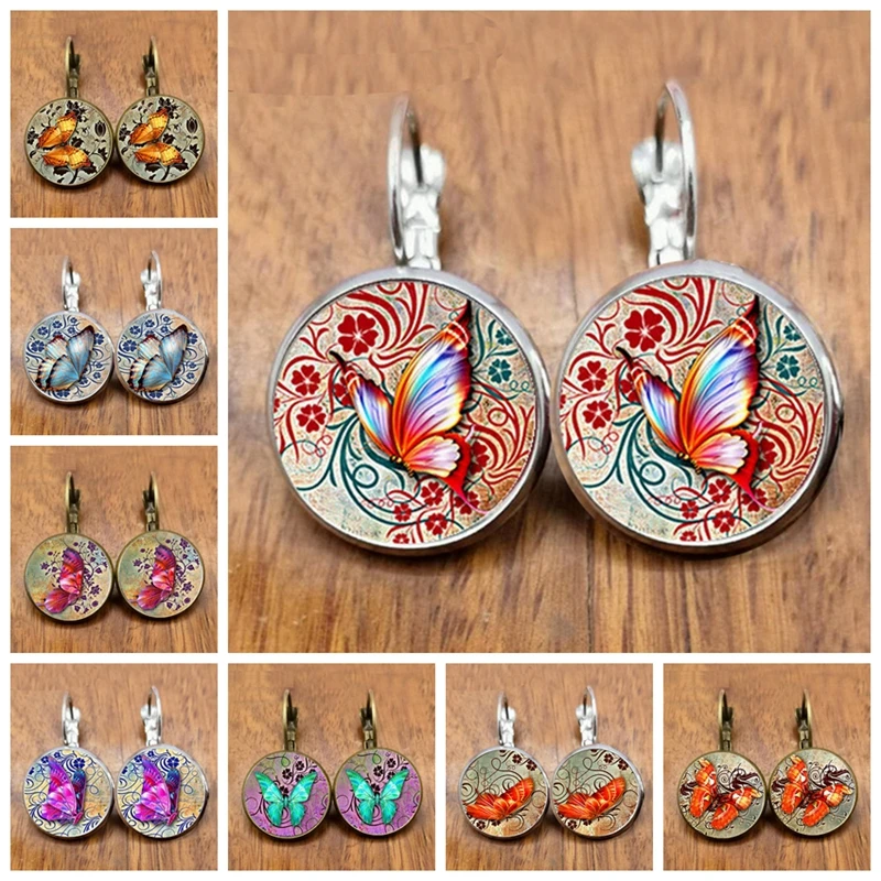 2020/2021 в богемном стиле с бабочкой серьги ретро Круглый купол стеклянный Серьги