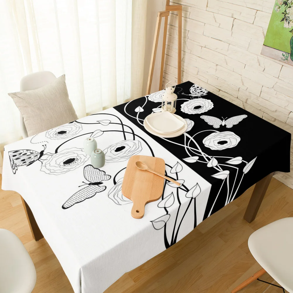 Чехол на стул с рисунком стрекозы бабочки черного и белого цветов | Дом сад