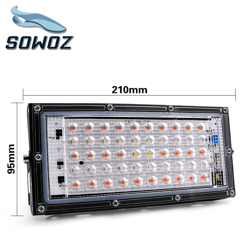 SOWOZ светодиодный роста растений лампа с евро вилкой 50 ваттов AC 220 В завод