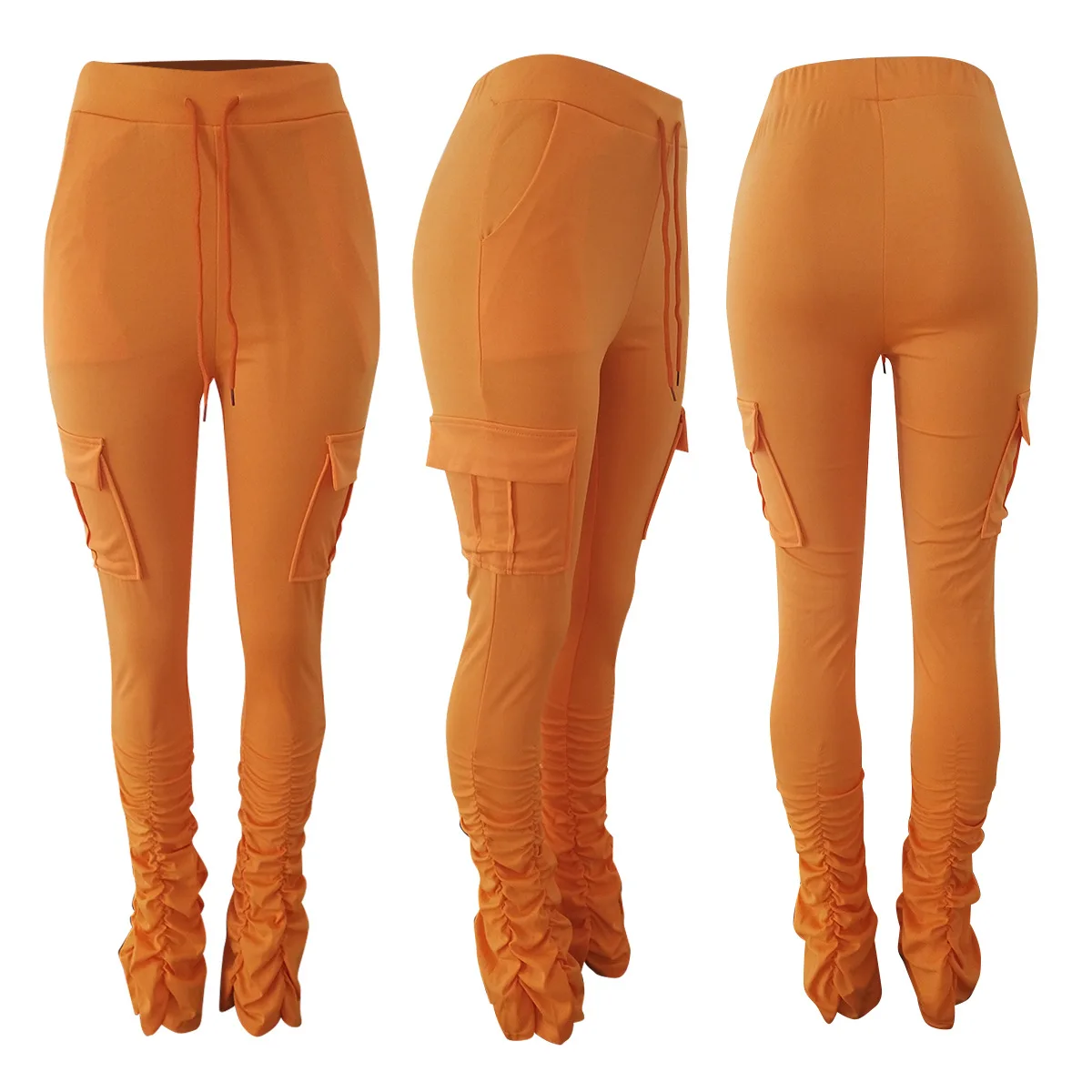 Леггинсы женские с карманами штаны карамельных цветов спортивные брюки карго