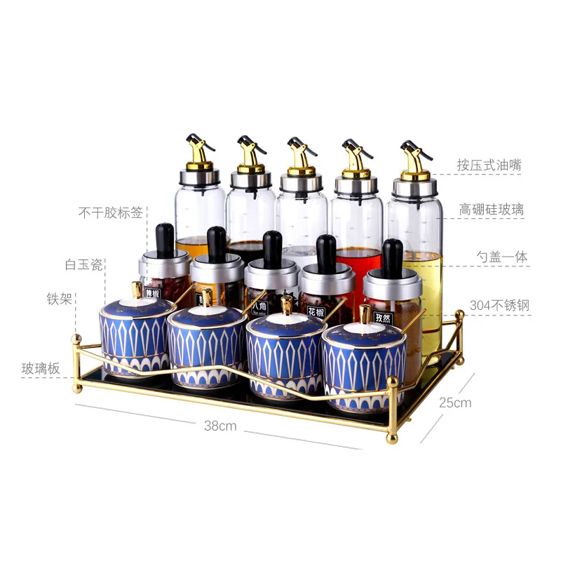 

Nordic Household Seasoning Pot Ceramic Seasoning Pot Set Simple Kitchen Utensils Glass Storage Seasoning Bottle Set Combination