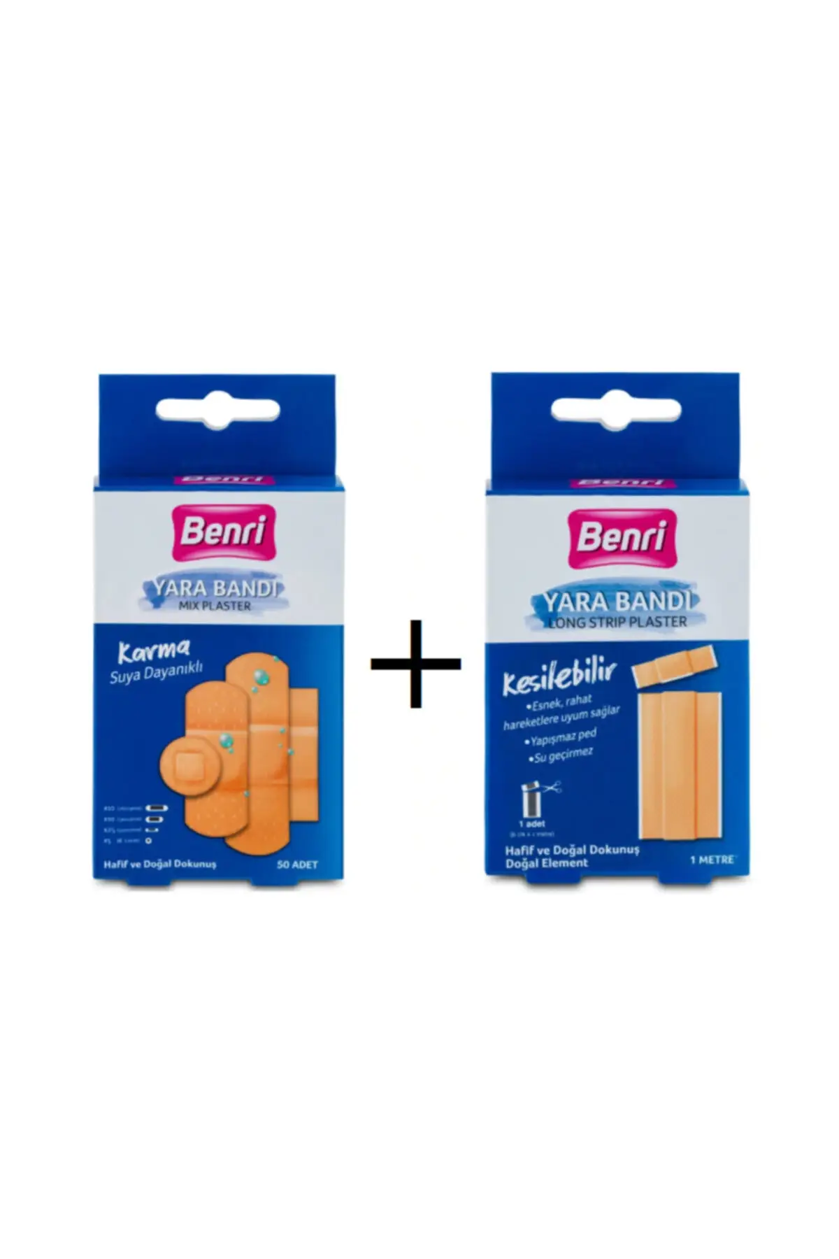 

Mixed Band-Aid 50 Pcs + 1 Meter Cuttable Band-Aid Not for Medical use for Minor Skin Injuries And ıritation Sterile for Scar