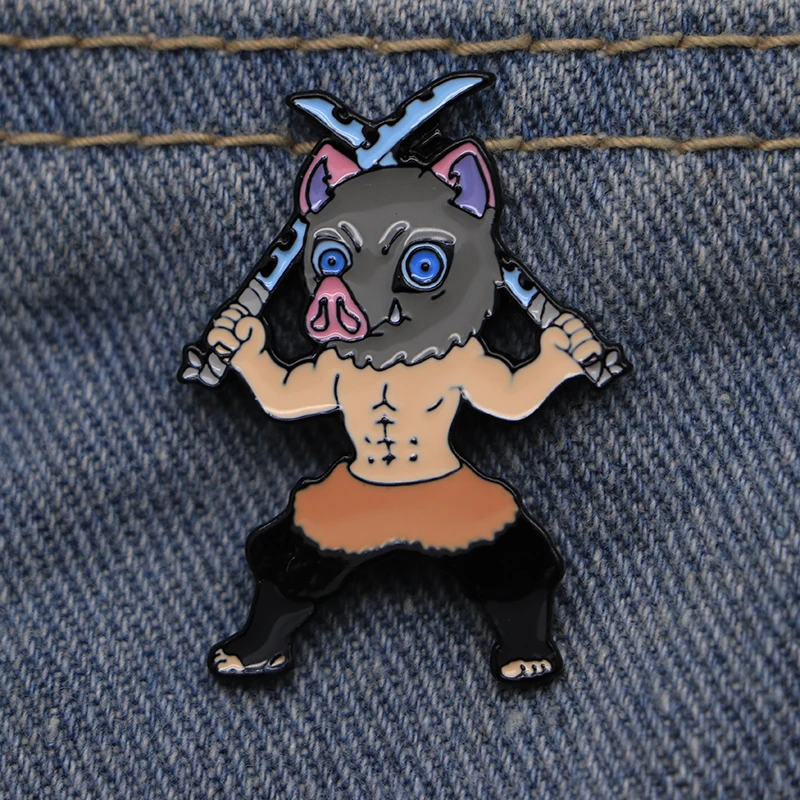 Рюкзак с демоном Slayer Pins Hashibira Inosuke эмалированные булавки мультипликационным