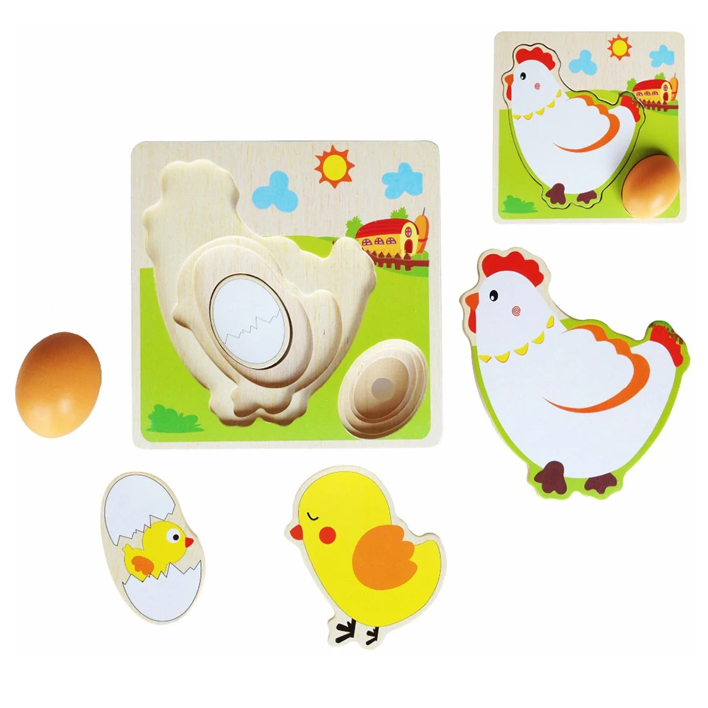 Деревянный 3D-пазл многослойные Развивающие Игрушки для раннего развития курица
