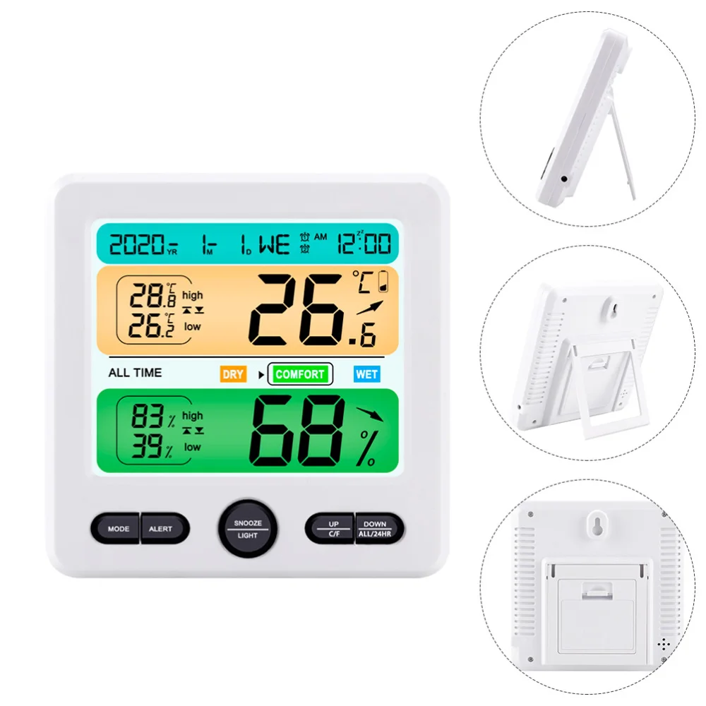 

1Pc Home Wall Mount Electric Hygrometer Clock with Battery