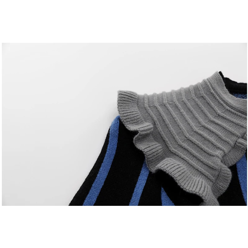 Осенний короткий свитер в полоску вязаный кардиган пальто Женский дизайнерский