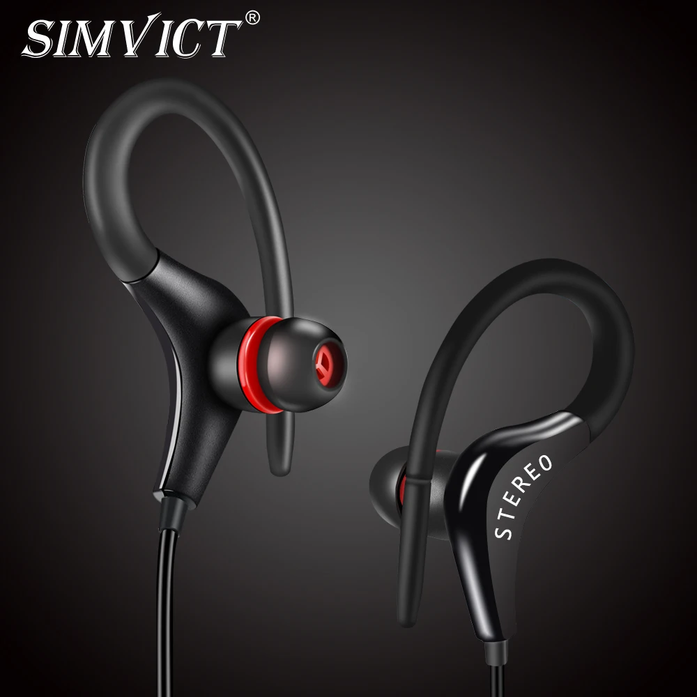 Спортивные проводные наушники с микрофоном со стереозвуком и басом для игр бега