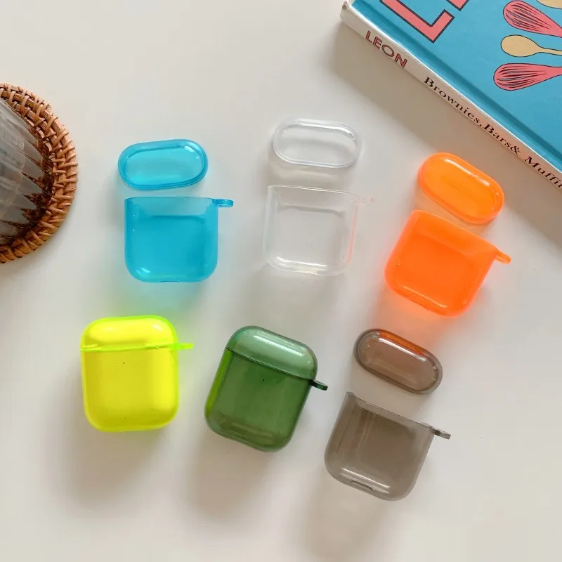 

Protective Earphone Case For Airpods 1 2 3 Neon Color Clear Transparent Headphone Bag For Apple Airpods Pro Hard Pc Green Cover