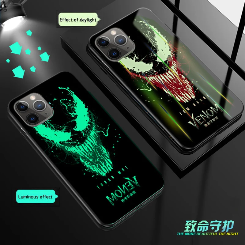 Светящийся стеклянный чехол Aurora Venom для iphone 11 ProMax 6 6S 7 8 Plus SE 2020 задняя крышка X XS MAX XR