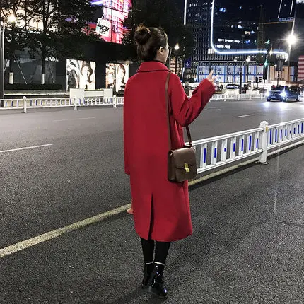 Пальто женское из смесовой шерсти с длинным рукавом Осень-зима | Женская одежда