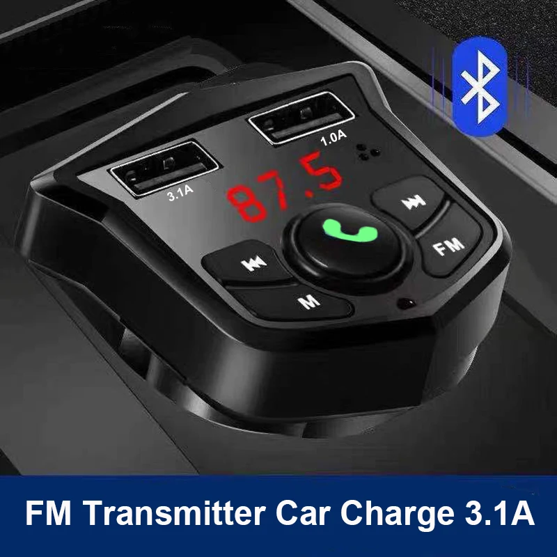 

FM-трансмиттер беспроводной с Bluetooth, 3,1 А, USB-зарядное устройство, автомобильный комплект громкой связи, Автомобильный MP3 аудио музыкальный пл...