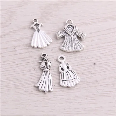 Mix Antique Silver Сладкий колокол 30 шт. 4 стиля продукт два цвета дамское пальто Дамское Платье подвески ювелирные изделия из металла маркировка - Окраска металла: Mix Antique Silver