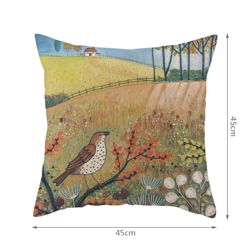 

45*45 Colorful Painting Style Cushion Cover Linen Pillow Case For Sofa Car Home Decor Decoration Pillowcase