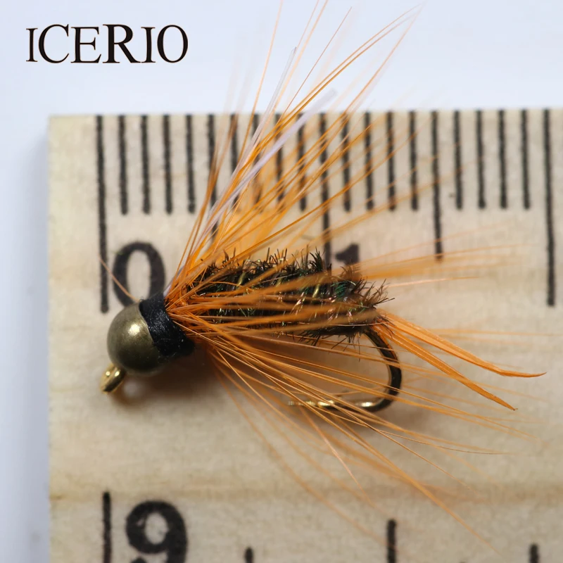 ICERIO 8 шт. латунные бусины с головкой Hackle Flash Prince Nymph приманки на форель для ловли
