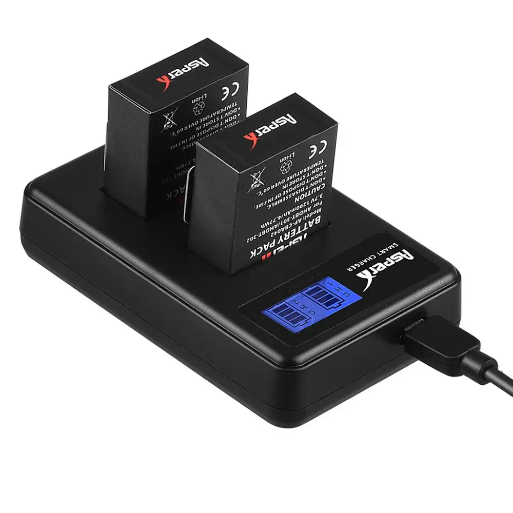 AsperX для GoPro Hero 3 + hero аккумулятор ЖК-дисплей двойное зарядное устройство go pro