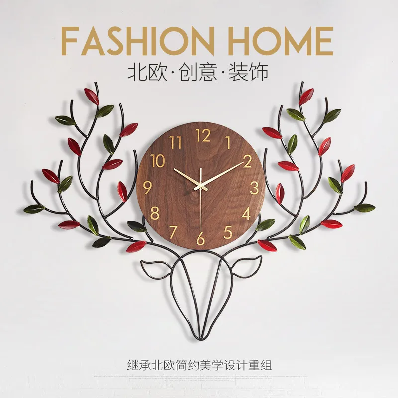 

Animal Silent Wall Clock Wooden Quartz Unique Geometric Wall Clock Creative Nordic Orologio Da Parete House Supplies DE50ZB