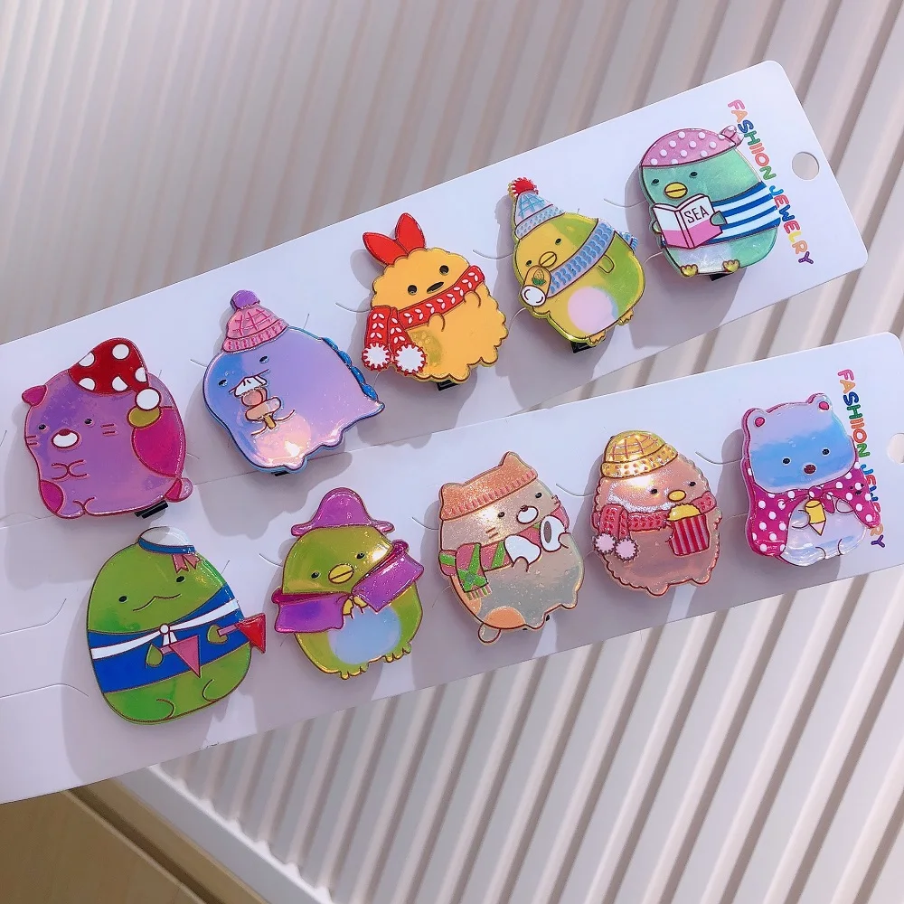 Зажим для волос Sumikkogurashi в японском стиле акриловый зажим с зеркальными животными