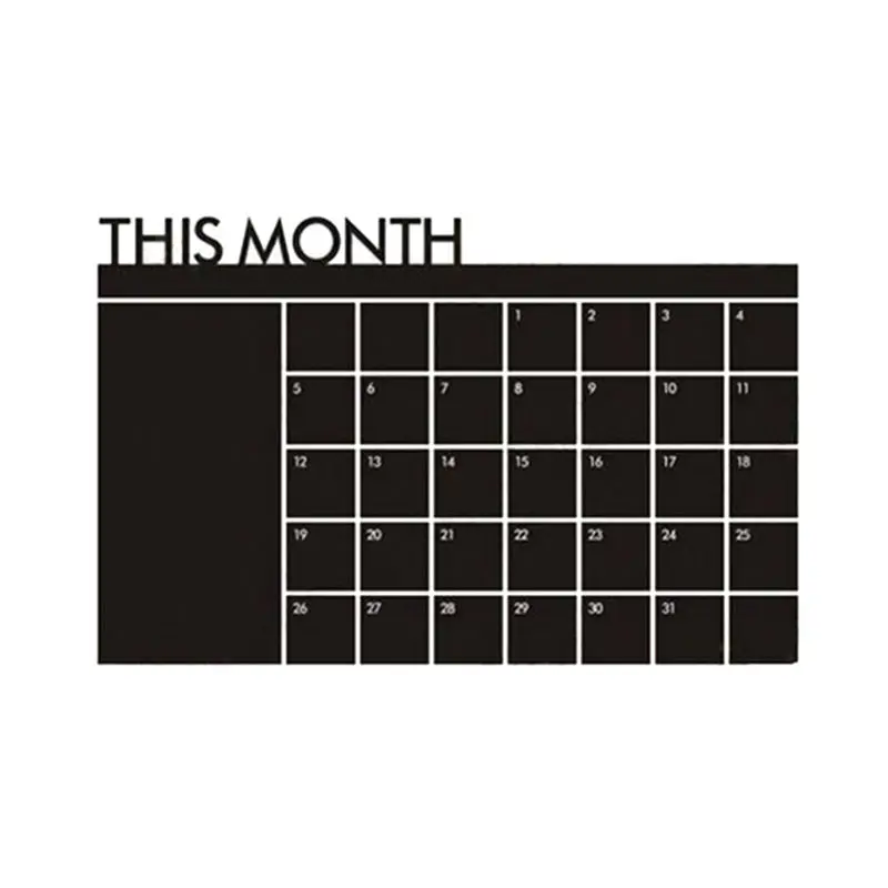 

92*60cm Month Calendar Chalkboard Blackboard Removable Planner Wall Stickers Black Board Office School Vinyl Decals Supplies