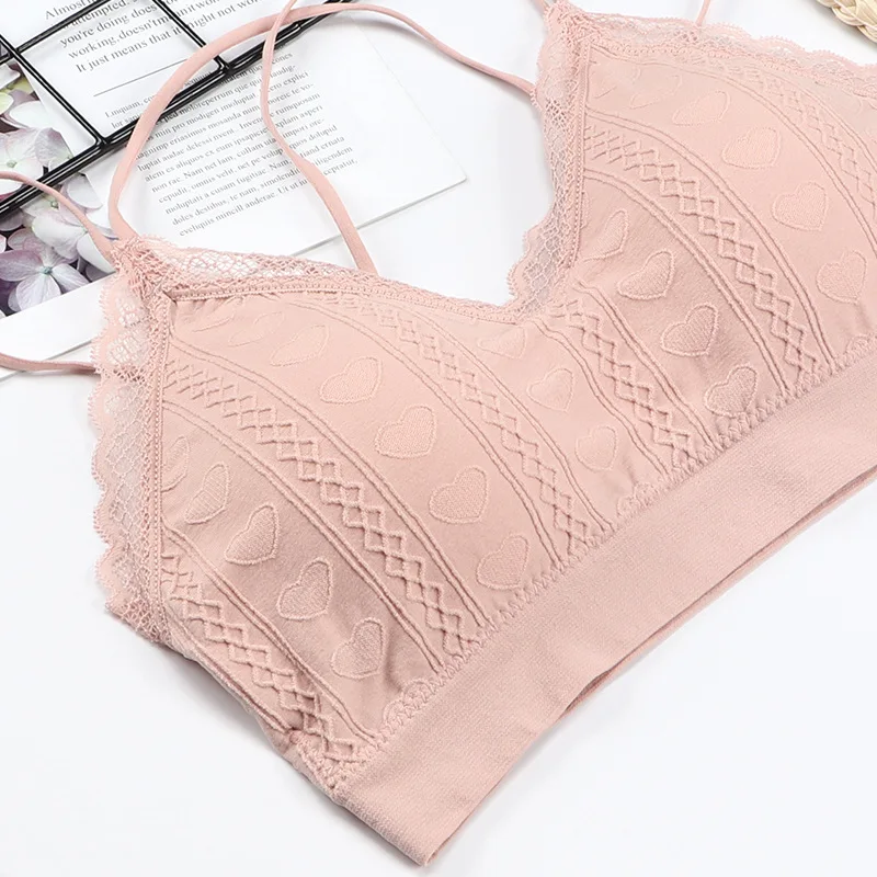 Женский кружевной бюстгальтер CHRLEISURE в Вертикальную Полоску без косточек