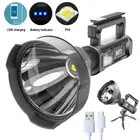 Мощный светодиодный портативный фонарик XHP70.2, перезаряжаемый прожектор с USB, водонепроницаемый прожектор с базовым фонарем для рыбалки