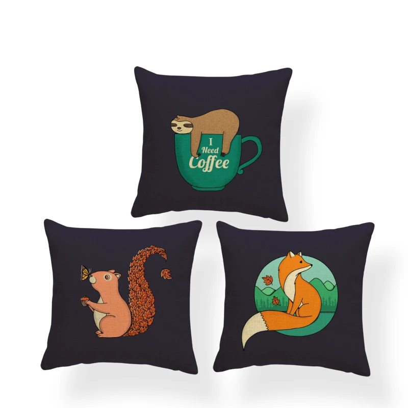 Милая аниме подушка для животных чашка кошка лиса клен белка ленивый Бостон