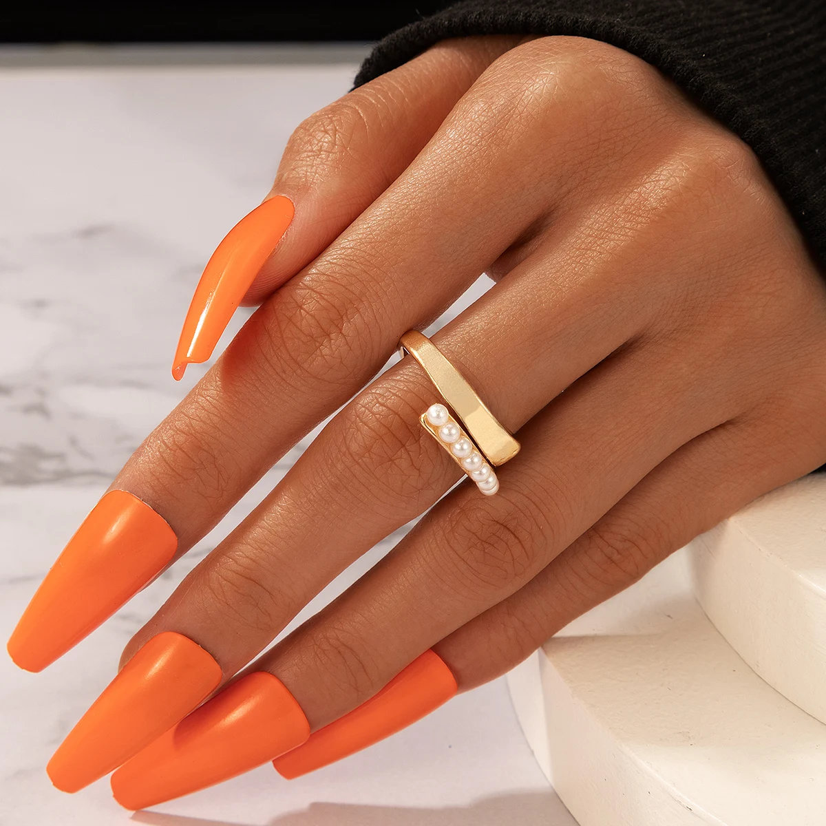 

docona Bohemia Simple Pear Open Joint Ring Sets for Women Fashion Irregular Geometric Metal Finger Rings Female Party Jewelry