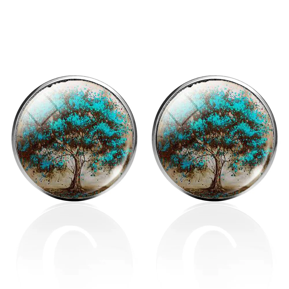 Новый простой стиль синие круглые запонки мужские рубашки манжеты на пуговицах