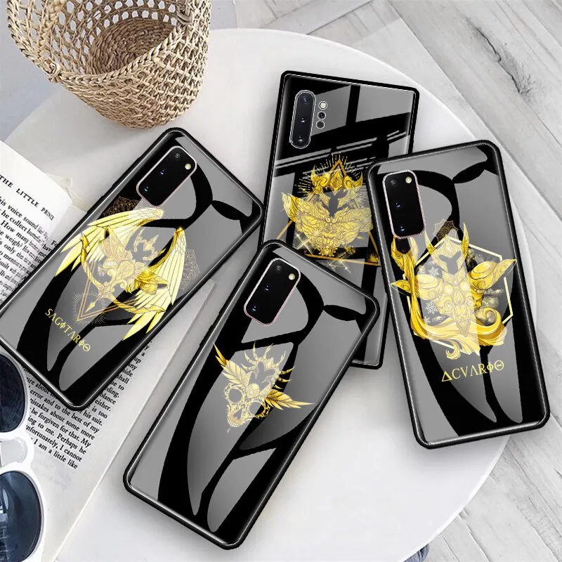 glass case for samsung galaxy s20 fe s10 s9 s8 plus note 20 ultra 10 lite 9 8 tempered phone cover capas anime saint seiya logo free global shipping