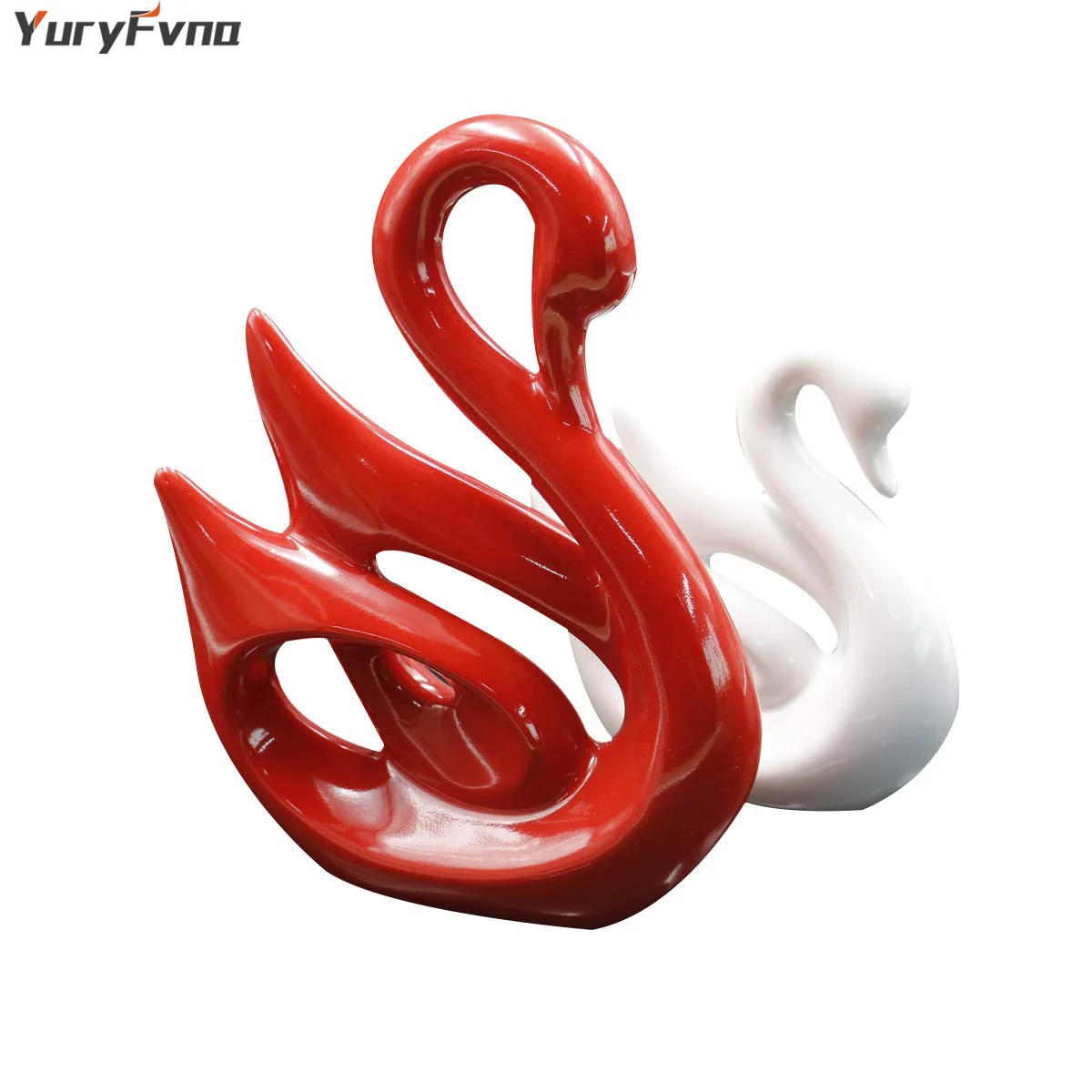 YuryFvna 2 шт. керамическая фигурка лебедя пара животных скульптура любовник ремесло