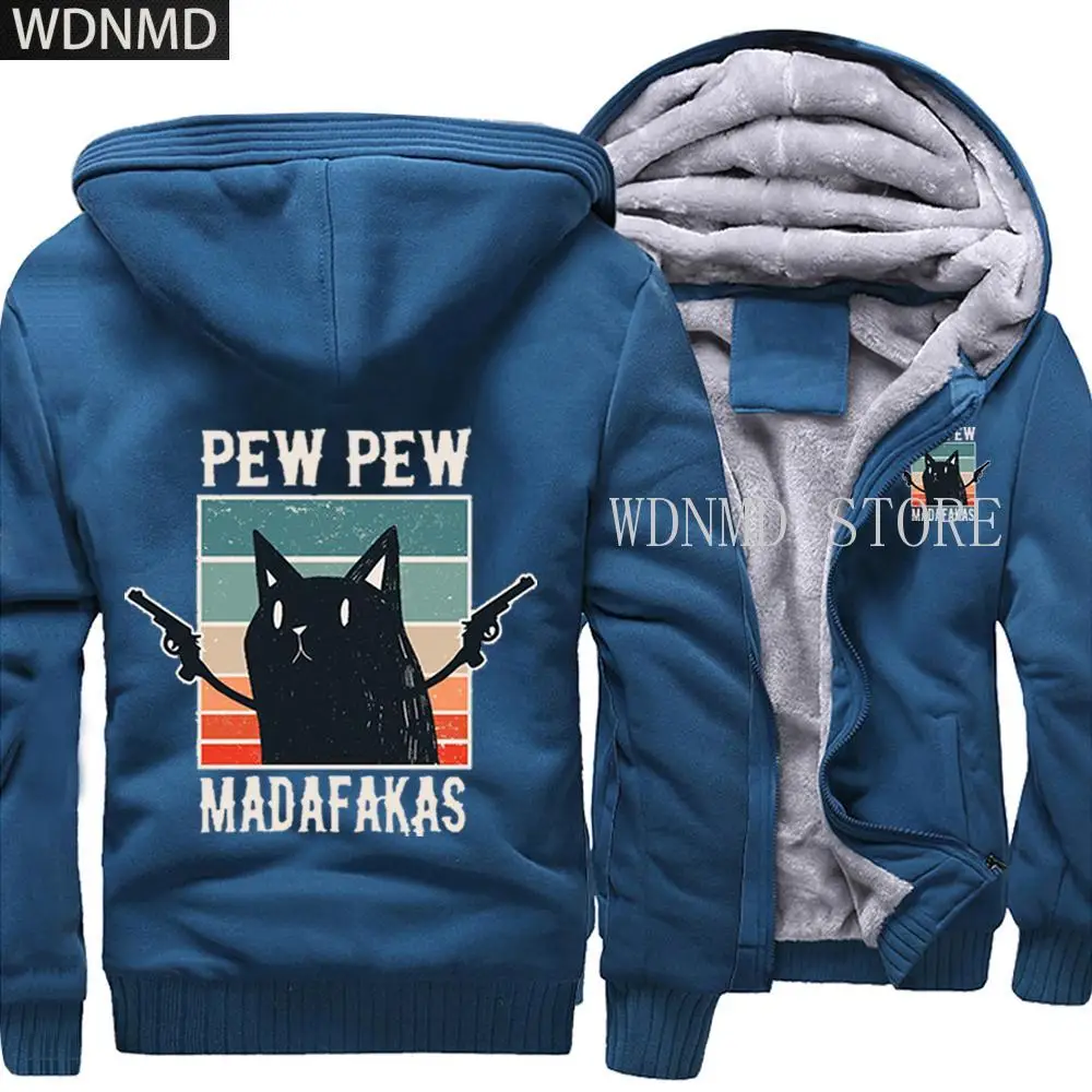 

Kawaii Pew Pew Madafakas Funny Cat Coat Hoodie Street Jackets Winter Warm Thick Hoodie Top Men Fitted Printed Casual Sweatshirt