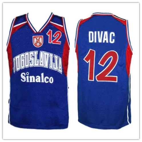 

Vlade Divac #12 Jugoslavija Yugoslavia bule White Basketball Jersey Mens Stitched Custom Any Number Name
