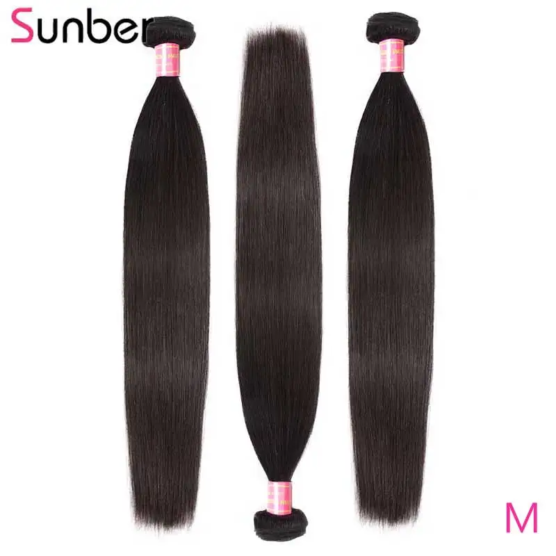 Sunber бразильские прямые пучки волос 3/4 шт натуральные черные кудрявые 8 30 дюймов M