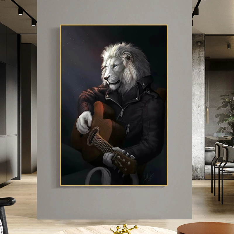 

Canvas Painting HD Elephant Hat Suits Elephant Elk Goat Smoking Lion Zebra Poster Moderne Wall Art Decorativas Abstracto Animals