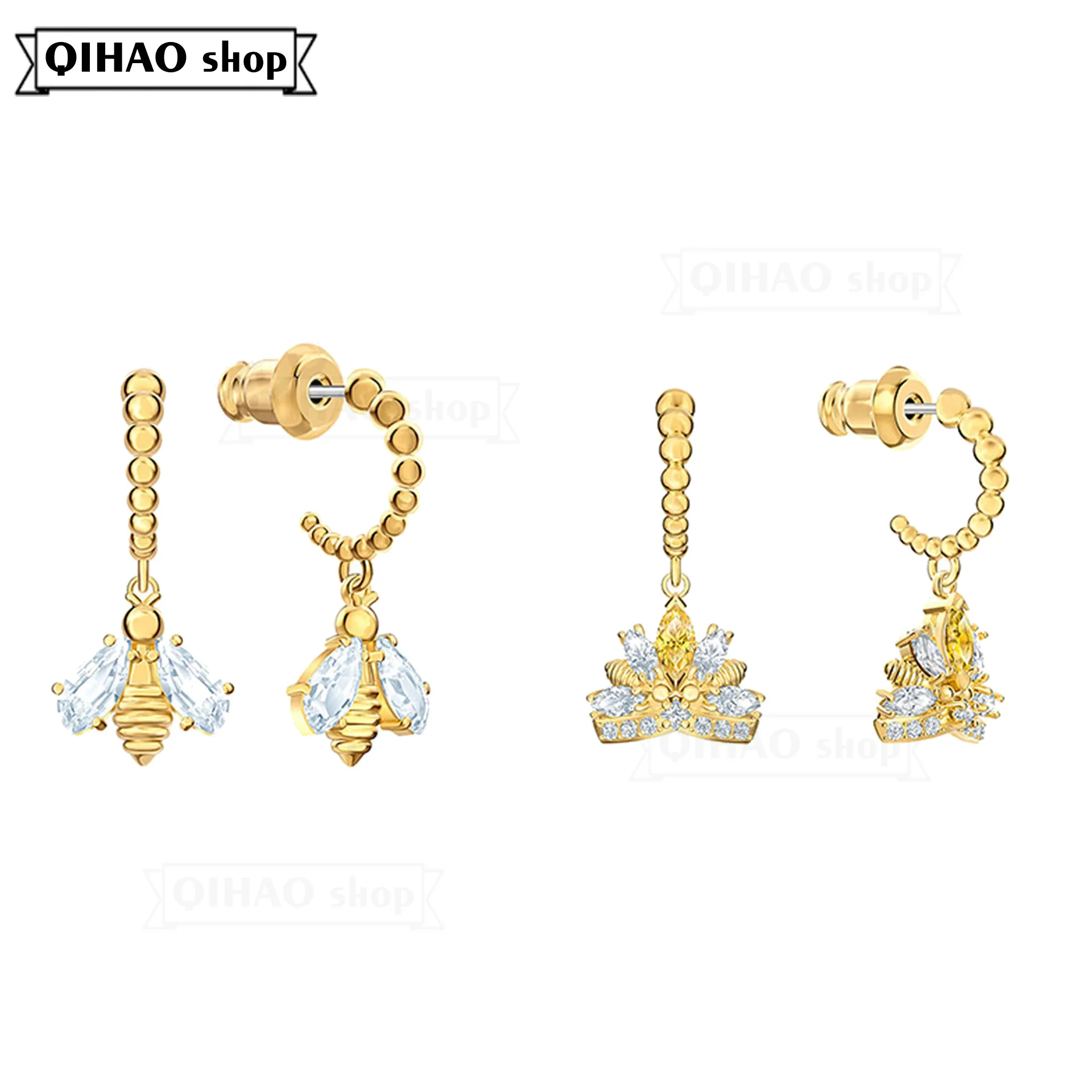 

2020 Fashion Jewelry High Quality Swa1:1 Exquisite Bee Lady Earrings Birthday Party Gift